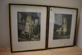 After Francis Wheatley RA (1747-1801, British), coloured prints, Five illustrations from the '