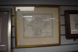 After John Cary (1754-1835, British), a hand coloured map of Westmoreland, framed, mounted, and