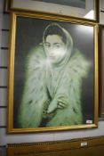 After El Greco (1541-1614, Spanish Renaissance), coloured print, 'Lady in a Fur Wrap', framed,