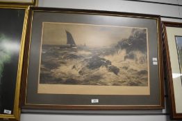 After Peter Graham (1836-1921, British), photogravure print, 'An Easterly Breeze', a dramatic