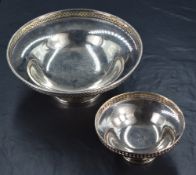 A George V silver pedestal dish, of circular flared form having egg and dart rim and pierced