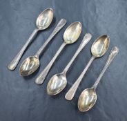 A cased set of George V silver teaspoons, having bead thread varient design, marks for Sheffield