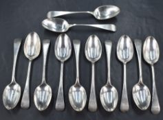 A set of twelve Victorian silver Old English pattern teaspoons, marks for Sheffield 1896, maker John