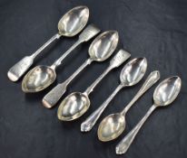 A pair of Victorian silver fiddle pattern teaspoons, having 'JC to EJ 1859' engraved to terminals,