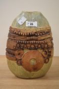Attributed to Bernard Rooke a mid-20th Century stoneware vase, with applied Brutalist decoration, m