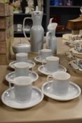 A Richard Ginori coffee set in grey and white, comprising nine pieces.