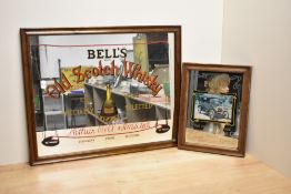 A vintage Bells Old Scotch Whisky advertising mirror, 55cm sold along with a 'Ford' reproduction