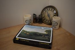 A 19th/20th century gilt metal mounted ships compass, with printed paper 'card' lacking gimbal