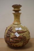 Attributed to Bernard Rooke a mid-20th Century studio pottery decanter with stopper, with Brutalist