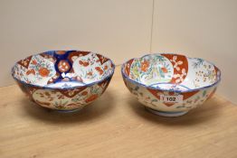 Two late 19th/early 20th Century Japanese Imari bowls, having scalloped outlines, the largest has