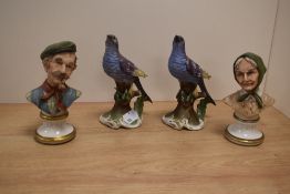 Two 1970's 'Santro' Capo Di Monte figural busts, with enveloped certificates, sold along with a pair