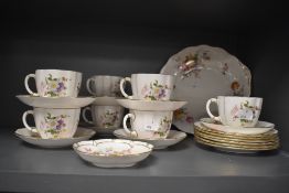 A selection of Royal Crown Derby bone china 'Derby Posies' pattern teawares, comprising seven