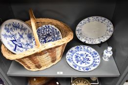 A good quality modern woven-wicker basket, of traditional design 38cm sold along with a selection of