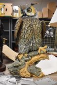 A large and impressive Capo Di Monte limited edition porcelain owl study, by Bihdi, modelled perched