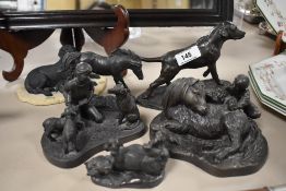 A Border Fine Arts Labrador and Pups group 206B, sold along with four Heredities studies, boy with