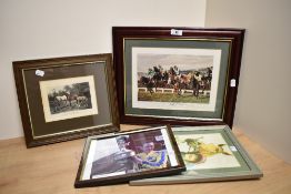 A selection of horse racing prints and photographs, to include a signed Kieren Fallon photographic