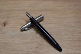 A Sheaffer Craftsman touchdown fill fountain pen in black with chrome cap having a Sheaffer M1