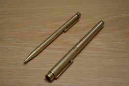 A Sheaffer Targa 1011 Classic converter cartridge fill fountain pen and ballpoint pen in gold plated