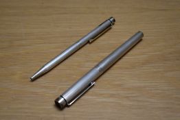 A Sheaffer Targa 1004 GT Classic cartridge converter fill fountain pen and ballpoint pen in sterling