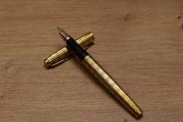 A Parker 75 Prince De Galles converer fill fountain pen gold plated having Parker 585 France nib