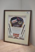 A framed and glazed Mabie Todd & Co advertising poster 'Swan Craftsmanship'