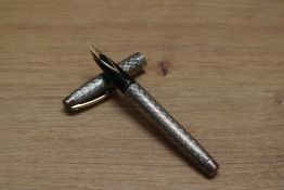 A Sheaffer Imperial 834 aerometric fill fountain pen in sterling silver marquetry design having