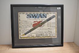 A framed and glazed Madie Todd & Bard advertising poster 'Swan the pen by which others are