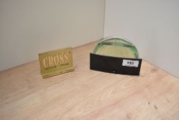 A Cross paperweight and Montblanc Presence spray