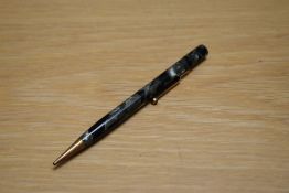 A Mabie Todd & Co Fyne Poynt propelling pencil in black pearl. Small marks to twist top