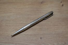 A boxed Yard o Led hallmarked silver propelling pencil. Engraved