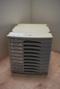 A small chest of ten metal drawers