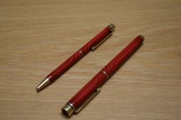 A Sheaffer Targa 1181 Classic converter cartridge fill fountain pen and ballpoint pen in lacque
