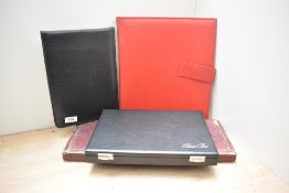 A selection of 4 pen carry boxes including hard Swan box, soft Sheaffer