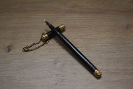 A Mabie Todd & Co Swan Eyedropper fountain pen in BHR with snail chaise gold overlay and comes