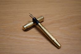 A Parker Duofold fill fountain pen marked Double or Lamine in gold having Parker Duofold Pen