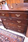 A period oak chest of two over three drawers, having Georgian brass drop handles , approx dimensions