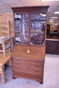 A very nice quality Antique Georgian style mahogany bureau bookcase having astral glazed top and