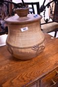 A Studio Pottery lidded jar, incised marks to base, Ridgeway Pottery