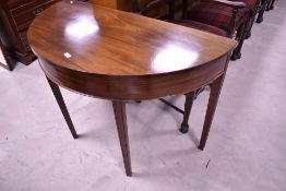 A 19th Century mahogany 'D end' demi lune side table, width approx. 107cm