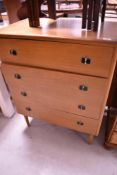A vintage stylised chest of four long drawers, width approx. 78cm