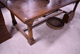 A traditional oak refectory dining table , approx. 264 x 118cm