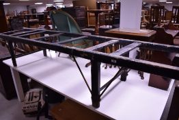 An antique stained frame church bier/coffin stand, length approx. 280cm
