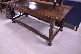A traditional oak altar style refectory table, approx 184 x 75cm