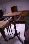 A 19th Century mahogany occasional table having turned stem and triple splay legs, height approx.