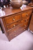 A 19th Century oak chest of two over three drawers, width approx. 92cm