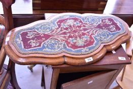 A 19th Century mahogany framed tapestry panel/plate stand