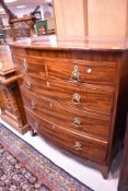 A 19th Century mahogany bow fronted chest of two over three drawers, dimensions approx H120 W111cm