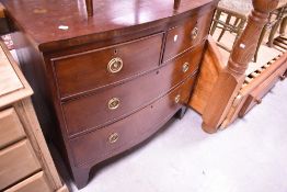 A 19th Century mahogany bow fronted chest of two over two drawers, width approx. 90cm