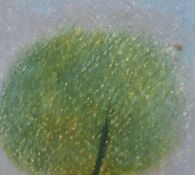 William Whittam (20th Century), pastel, An abstract design depicting a green sphere against a blue