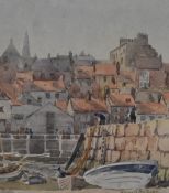 Harold Gilbert (20th Century, British), watercolour, 'Quayside, Whitby, Yorkshire', an attractive